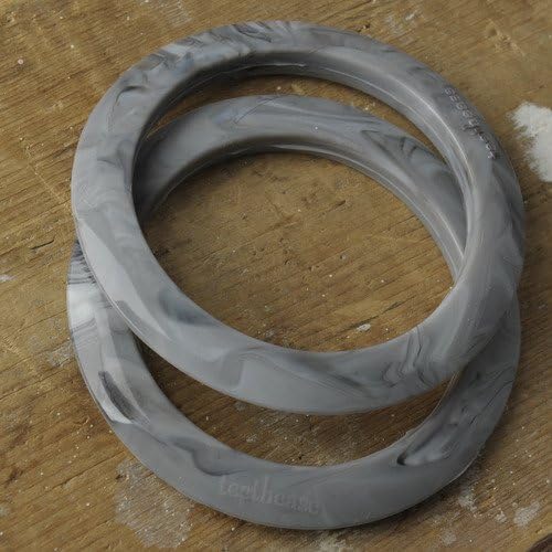 Teethease Round Bangles Toy, Grey Marble