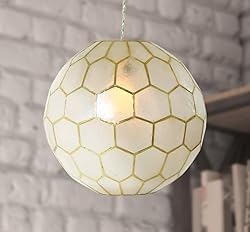 Creative Co-Op Honeycomb Globe Light, Capiz White