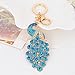 Reizteko Majestic Peacock Keychain Crystal Handbag Charm for Feather Fans Key Chain Bird Animal Lovers Rhinestone Diamond Key Ring Holder Purse Bag Car Hanging Pendant Decoration Gift (Blue)