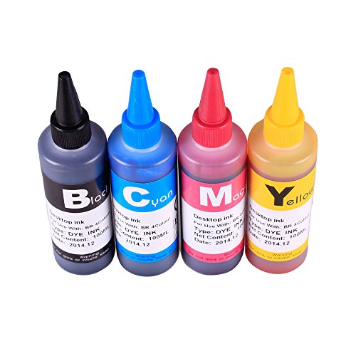 JetSir Four Colors Dye Ink Standard 100 ml Refill Ink Kit High Yield Refill Kit for Brother Printer
