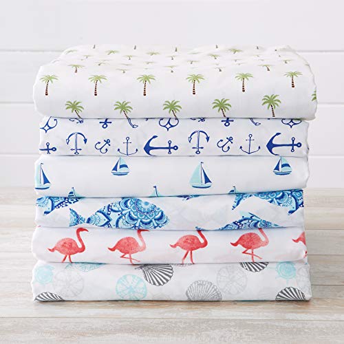 Great Bay Home Printed Coastal Microfiber Bed Sheets. Wrinkle Free