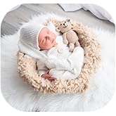 Coberllus Newborn Photography Props Outfit Fabric Sleepy Knot Hat & Footed Romper Bodysuit for Baby Boys Girls Photoshoot
