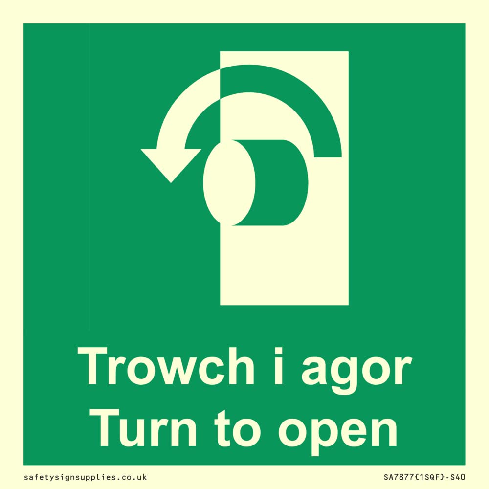 Trowch i agor Turn to open Sign - 400x400mm - S40
