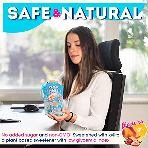 Poop Like A Champion High Fiber Gummies Packs 9 g of Fiber in Just 3 Gummies! Peach, Orange and