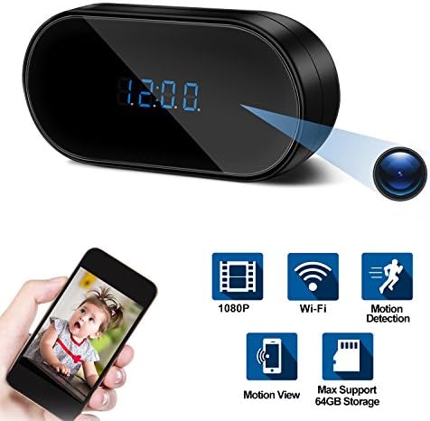 Hidden Spy Camera Clock, Ruidla Wireless Mini Hidden Camera Wifi with Motion Detection HD 1080P Nanny Cam Surveillance for Home Office