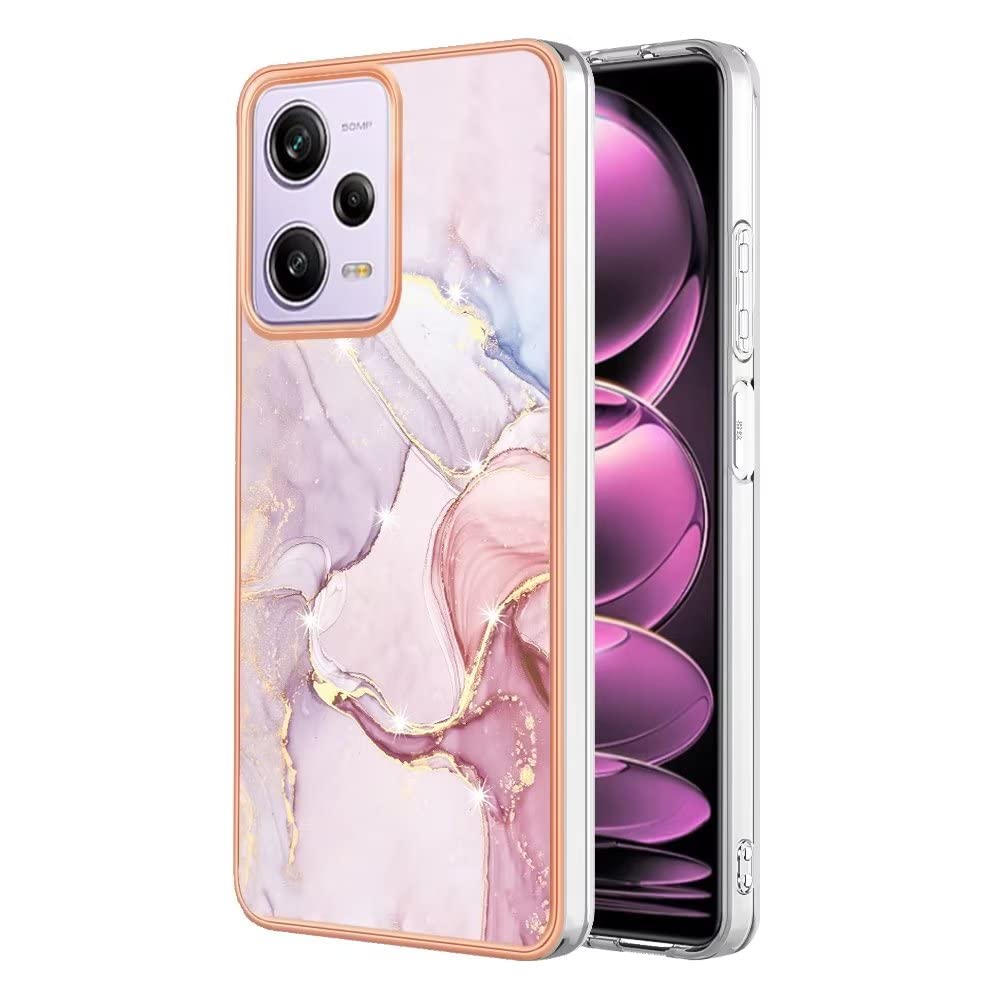 Lvnarery For Case Compatible with Xiaomi Redmi Note 12 Pro 5G Case Marble Case,Slim-Fit Anti-Scratch Shock Proof Flexible Soft Silicone Rubber TPU Bumper Cover Case Rose gold