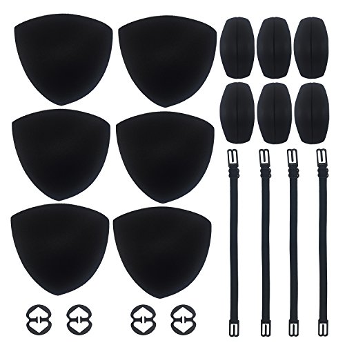 Wartoon 20 PCS Bra Pads Inserts Bra Strap Cushions Holder with Non-slip Elastic Bra Strap Clips Holder, Black