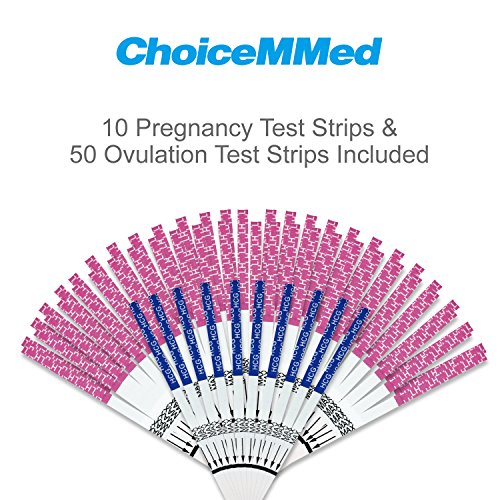 CHOICEMMED 50 Ovulation Test Strips & 10 Pregnancy Test Strips - LH Test Strips as Ovulation Test Kit and HCG Pregnancy Test - FDA Approved - Over 99% Accurate