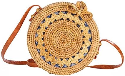 Beauty YaYa Womens Bali Ata Rattan Woven Crossbody Bag | Handbag | Tote Bag with Bow Clasp