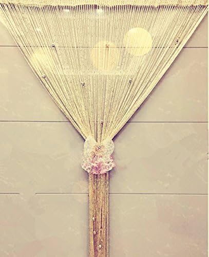 ave split Door String Curtain Decorative Beads Window Wall Panel Decoration Fringe Blinds Divider Blind for Wedding Coffee House Restaurant Parts Crystal Tassel Screen (champagne033)