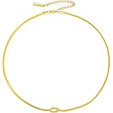 Amaxer True Lover Knot Adjustable Necklaces for Women Stainless Steel Snake Chain Love Knot Choker