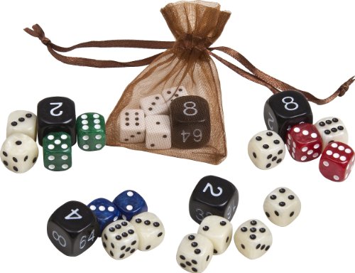 Christianos Mother of Pearl Type Dice Set from Greece Emerald/Ivory 7/16"