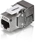 TRENDnet Shielded Cat6A Keystone Jack - 6-Pack, 180° Angle Termination, Color-Coded Labeling for T568A & T568B Wiring, TC-K06C6A