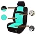 CAR PASS Rainbow Cool Universal Fit Two Front 3D Air Mesh Car Seat Cover with Steering Wheel & Blet Cover-Airbag Compatible (Bucket Front Seats only, Black-Mint)