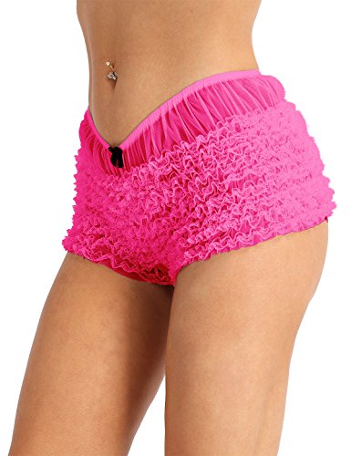 dPois Womens Sexy Ruffled Lace Panties Bloomers Sissy Knickers Shorts Underwear Hot Pink One Size(Waist: 56-72cm / 22.0-28.0'') - Thumbnail 6