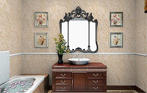 Amao High Glossy Light Gold Marble Look Contact Paper Film Effect Vinyl Self Adhesive Peel-stick Counter Top 24''x79''