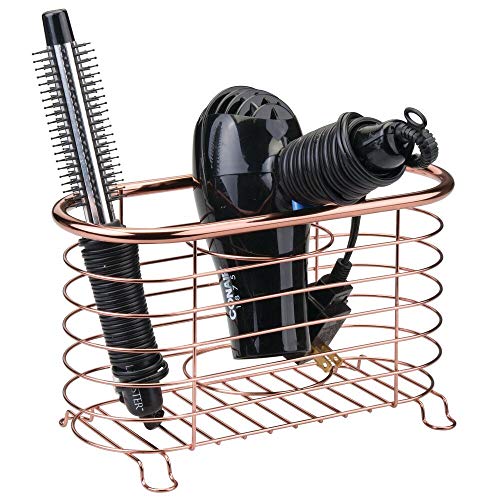 image for mDesign Metal Wire Hair Care & Styling Tool Organizer Holder Basket - 