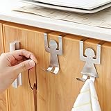 minjiSF 2Pcs Stainless Steel Lovers Shaped Hook Ultra Strong Waterproof Hanger Rack Tool for Robe, Coat, Towel, Keys, Bags, Home, Kitchen, Bathroom (Silver)