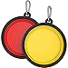 2 Pack Collapsible Travel Dog & Cat Bowl [FREE Carabiner] BPA Free - Pet Bowl for Large Small Dogs Cats & Puppy - Best Foldable Expandable Cup Dish Feeding Feeder Food Water Camping [Yellow & Red]