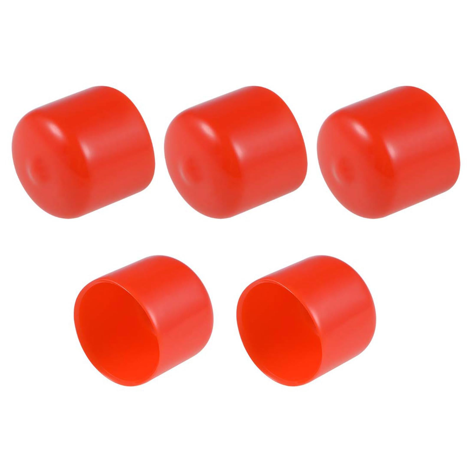 TA-VIGOR 5Pcs Rubber End Caps, 25mm ID Round Flexible Screw End Caps Thread Protectors, Red Vinyl Bolt Covers Rubber Covers for Screws, Tubes, Cables, Wires, etc