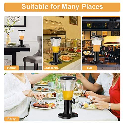 Goplus Beer Tower Dispenser 3L Cold Draft Beer Tower Beverage Dispenser with LED Lights & Removable Ice Tube, Perfect for Parties Home Bar Use - Thumbnail 2