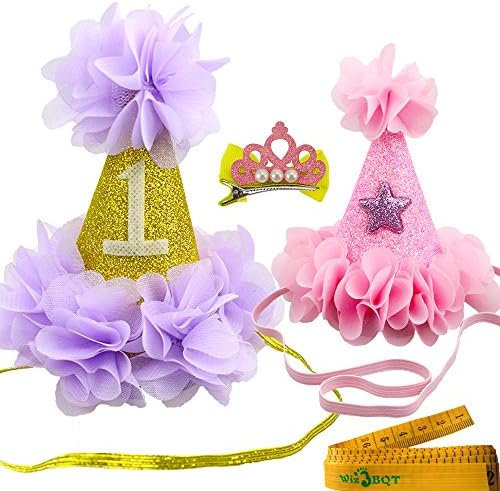 Wiz BBQT 2 Pcs Adorable Cute Cat Dog Pet Birthday Hair Head Bands Accessories and a Crown Shaped Hair Clip for Kitten Puppy Small Dogs Cats Pets