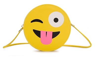 Emoji Round Hard PU Leather Cross Body Bag bags | sling Bag | Side bag Shoulder bag Messenger bag for Womens Womens Kid Girls girl sling cross body crossbody shoulder bag bags