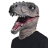 ReneeCho Novelty Halloween Costume Dinosaur Mask Latex Raptor Animal Head T-rex Jurassic