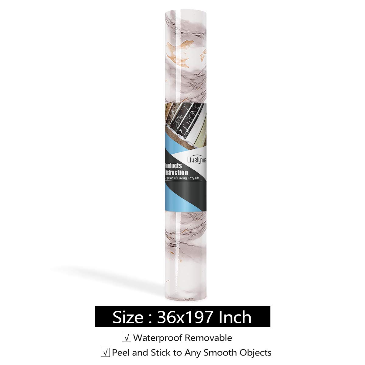Livelynine 197 x 36 Inch Wide Contact Paper for Countertops Waterproof Wallpaper for Kitchen Countertop Peel and Stick Desk Covering Table Top Covers Self Adhesive Countertop Paper Marble Vinyl Wrap