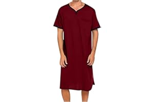 Mrmaere Mens Nightshirt for Sleeping Soft Comfy Sleepwear Nightgown Summer Henley Short Sleeve Sleep Shirt Lounge Nightwear