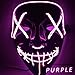 Kangkang Halloween Mask LED Light up Funny Masks The Purge Election Year Great Festival Cosplay Costume Supplies Party Masks Glow in Dark (Purple)