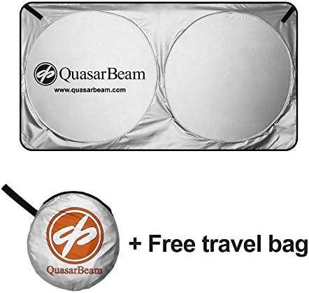 QuasarBeam Car Sun Shield, Windshield Protection, Sun Deflector for your Auto, Size X-LARGE, Ultimate Black - 83" x 40" / 210 cm x 102 cm