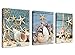 Canvas Wall Art Bathroom Wall Decor Starfish Shell Fishing Net Sands Beach Canvas Pictures Modern Canvas Artwork for Bedroom Living Room Home Office Kitchen Wall Decor 12