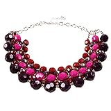Qiyun (TM) Multiple Round Beaded Torsade Chunky Bib Choker Collar Necklace Earrings Set