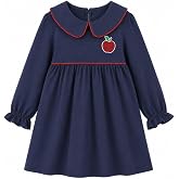 HILEELANG Girls Long Sleeve Dress Cotton Fall Swing Dress Toddler Girls | Soft Cotton Fabric, Long Sleeves, Fall Details, Swing Dress Design, Casual Everyday Dress for Toddler & Little Girls