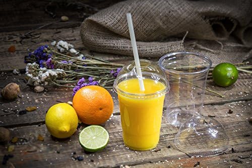 [1000 SETS] HAKOWARE 12oz Ultra Clear Disposable Plastic Cold Cups with Cross Hole Dome Lids for Wedding & Party, Plastic Cups, Disposable Clear Cups for Iced Coffee & Cold Beverage Smoothie