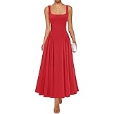 ZESICA Womens 2026 Summer Sleeveless Square Neck Sundress Casual Long Flowy A Line Beach Vacation Maxi Dresses