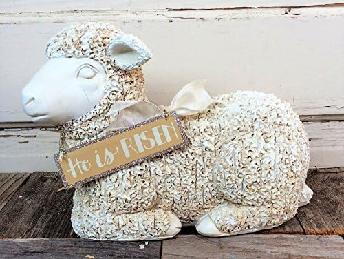 AGD Easter Decor - He Is Risen Craved Lamb of God Resin Display