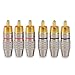 DCFun RCA Male Plug Adapter, Audio Phono Gold Plated Solder Connector, Hi End - 6-Pack