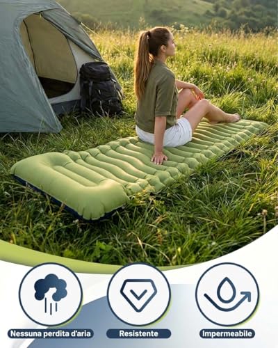 Rgaden Esterilla Camping Autohinchable Ultraligera, Colchoneta Camping Portátil Resistente, Colchón Autohinchable Inflable Multiusos para Senderismo, Acampada y Actividades al Aire Libre
