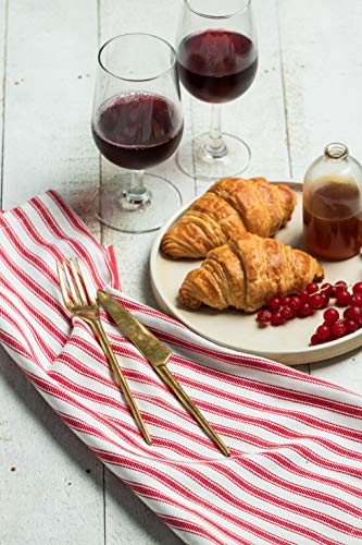 French stripes dinner napkin, Red and White stripes, pack of 12, 100% pure cotton, 18" x 18", Table napkin - Thumbnail 4