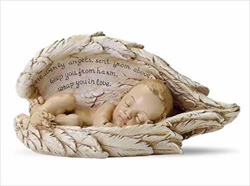 Joseph Studio Sleeping Baby Wrapped in Angel Wings Figurine