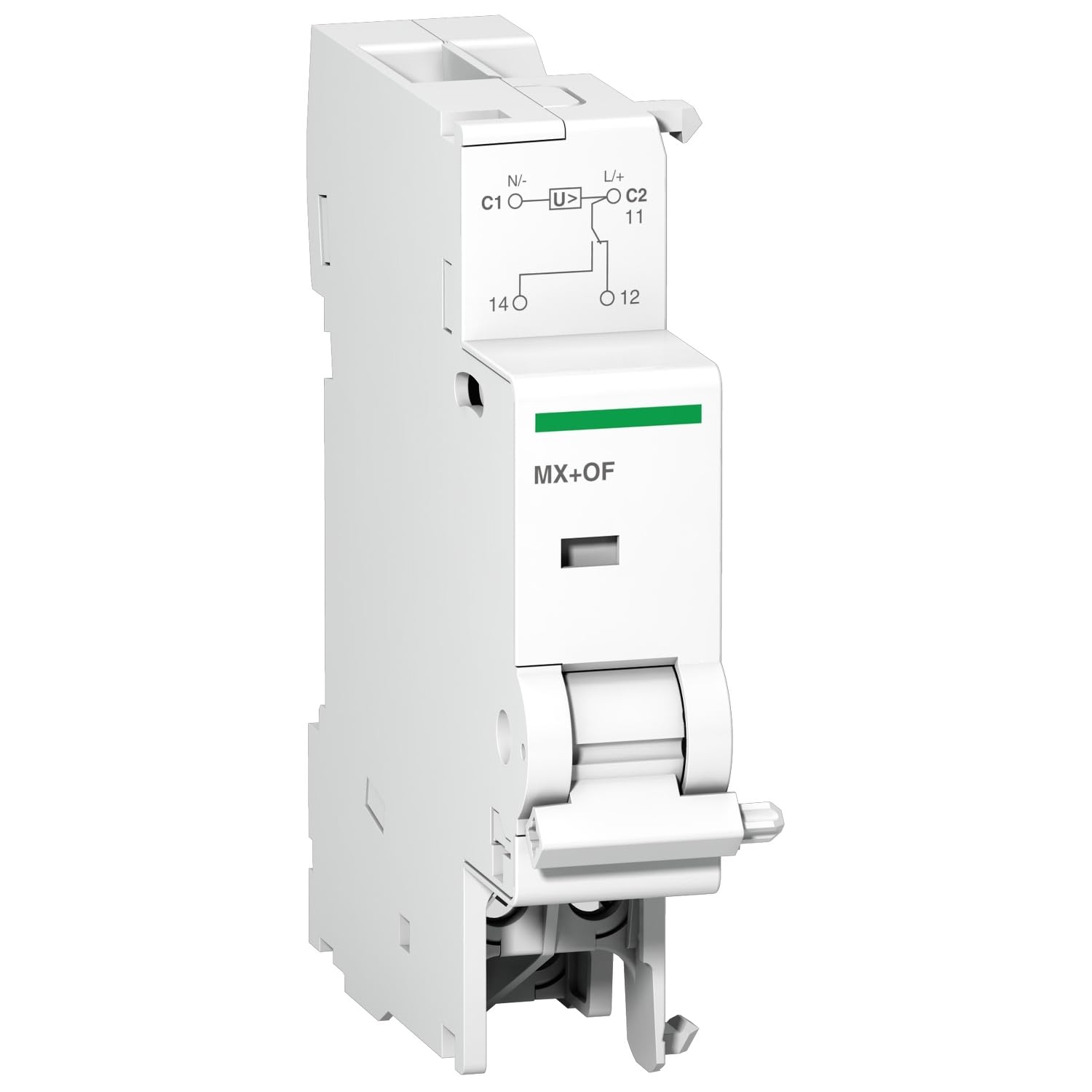 Schneider Electric a9 N26946 Trigger MX + OF, Fixed, 82.5 mm Height x 18 mm Width x 68 mm depth, 110 – 415 VAC, 50/60 Hz, White