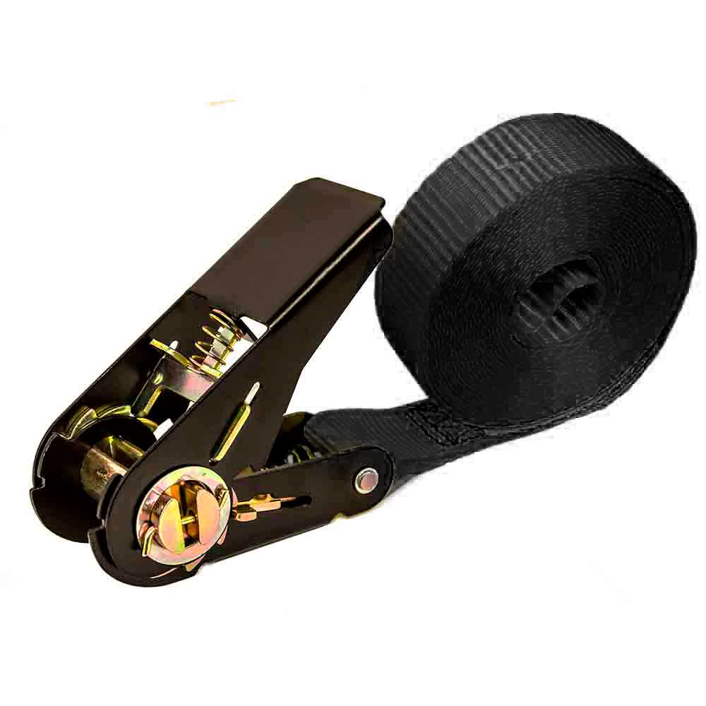 PONSA R25SF BLACK. Ratchet Strap for Moderately Heavy Loads. Real breaking resistance 4400 lb (2000kg) Length 16,4 ft (5 m). 027135025501