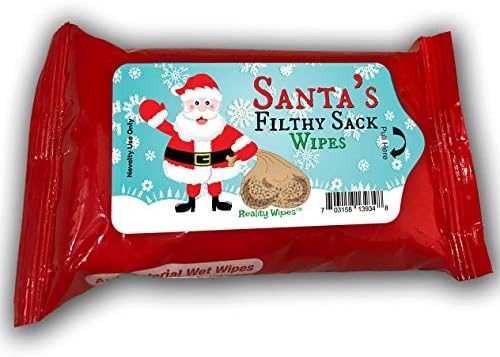 Santa’s Filthy Sack Wipes - Christmas Novelty Wet Wipes for Friends - Pocket-Sized, Alcohol-Free