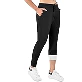 Walifrey Fleece Lined Joggers for Women with Pocket, Women's Warm Sweatpants for Winter Hiking Jogging and Workout