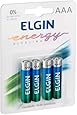 Kit Pilhas Alcalinas com 4X AAA Palito, Elgin, Baterias