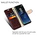 Belemay Compatible with Samsung Galaxy S8 Plus, Genuine Cowhide Leather Wallet Case, Protective Flip Folio Cover with Magnetic Closure, Kickstand, Card Holder Slots, Brown