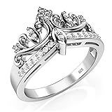 Sz 8 Sterling Silver Cubic Zirconia Princess Crown Tiara CZ Band Ring