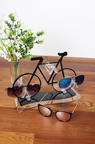 Eyeglass Display / Sunglass Display Rack Holder - Bicycle Design - For Eyewear, Sunglasses, Reading Glasses - Black 11.75 x 0.25 x 7.75 Inches